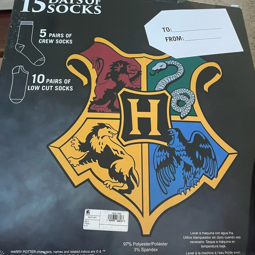 Harry Potter 15 Days of Socks. Crew and low cut. Women size‎ 4-10